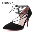 Brand HXRZYZ spring summer new fashion pointed toe 8cm high heels shoes women sexy black Pointed