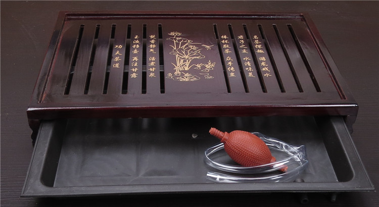 Lotus Kung Fu Tea Table Serving tray Drainage water storage Drawer tea sets Solid wood tea