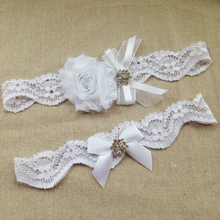 White Wedding Garter Set Vintage Lace Garter Belt Crystal Beaded Bridal Garter Set Wedding Accessories 2016