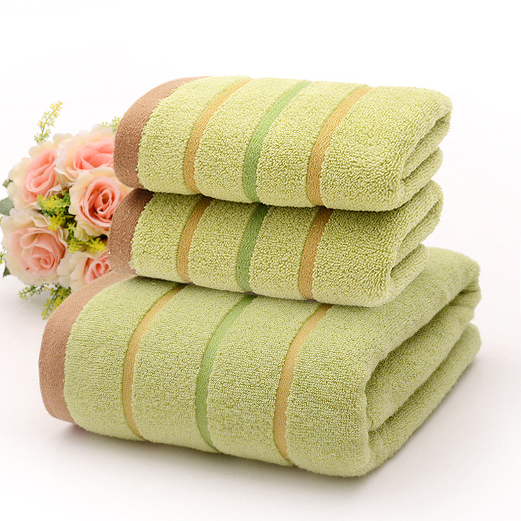 green patterned bath towels
