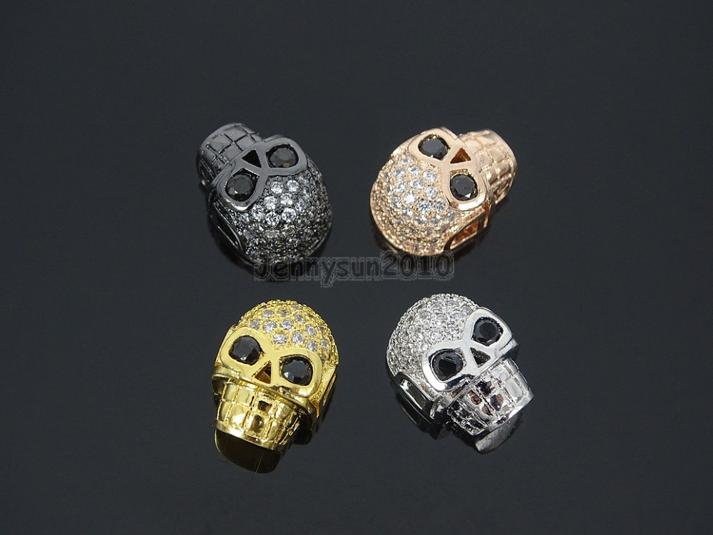 jennysun2010 Side Drilled Metal Skull Bracelet Necklace Earring Craft Connector Charm Beads Gold Tone 10pcs per Bag for Bracelet Necklace Earrings Jewelry Making Crafts Design