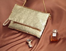 2016 new design sequins evening bag Flap Clutch Crossbody Bag Fashion Chain dazzling gold silver white Women Messenger Bags