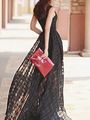 New Arrival Summer Jacquard Embroidery High end Organza Long Dress Women Black Plus Size Slim Dresses