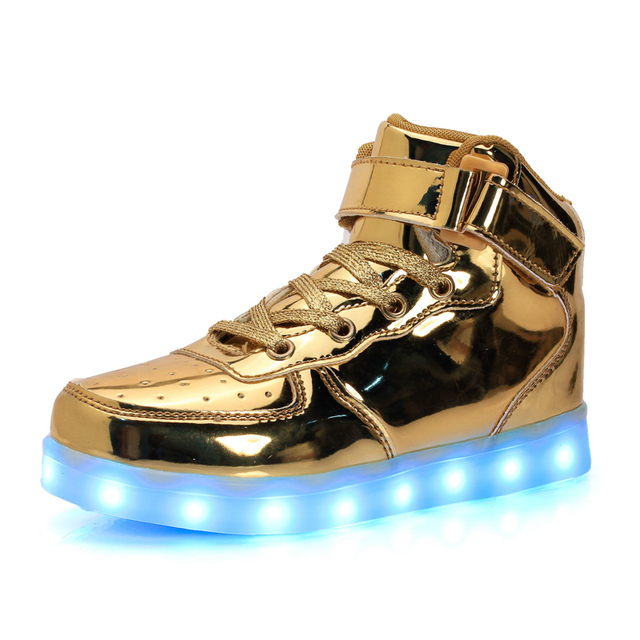 Классический Белый Ребенок Освещенные Shoes Для Девочек Мальчиков Красочные Светящиеся Дети Кроссовки Заряд Световой Teenage Shoes Chaussure Enfant LED