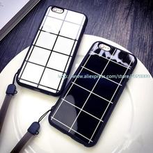 1000 pcs Case for iphone6 /6plus 5/5S 4.7 /5.5 5S protective sleeve lanyard shell chequered Lovers case
