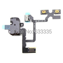 5pcs Headphone Earphone Audio Jack Volume Button Flex Cable for iPhone 4 4G Mute Silent Switch side key Free Shipping