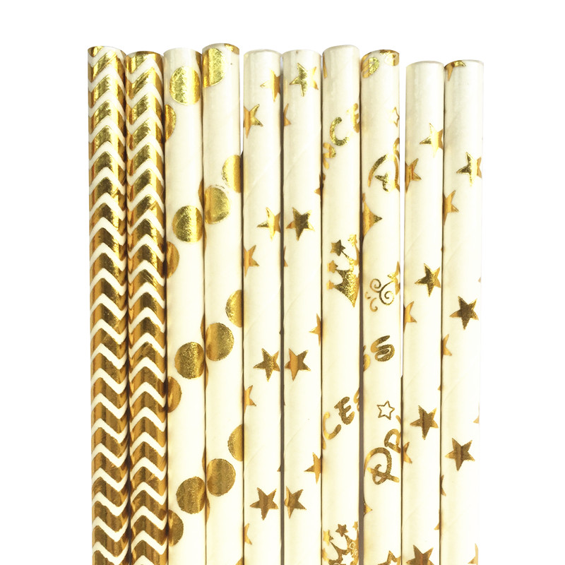 Free DHL/FEDEX/UPS 1000pcs Paper Straws, Foil Gold Paper Straws, Drinking Paper Straws  Foil Straws Party Deco