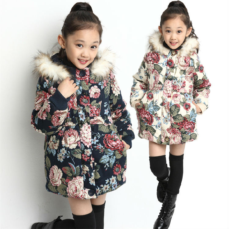 Free shipping new arrival winter girl thickening cotton-padded clothes clothes hat Imitation leather decorative girl outerwear