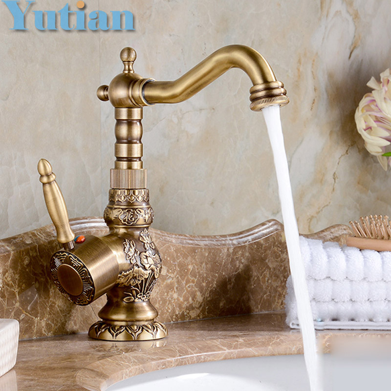 Hot selling,Free shipping Antique Brass basin faucet, bathroom faucet ,basin mixer , basin tap torneira YT-5073