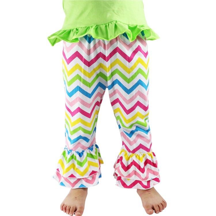 Hot sale Girls Chevron Ruffle Pants Baby Leggings baby trousers wholelsales