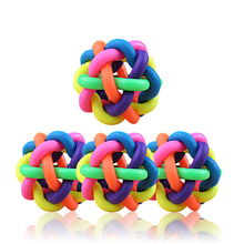 1pcs New Pet Dog Cat Colorful Rubber Round Ball With Small Bell For Small Medium Large