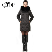 2015 Winter Jacket Women Long Goose Down Coat Luxury Natural Fox Fur Hood Parka Slim New European Style Ticken Free Shipping