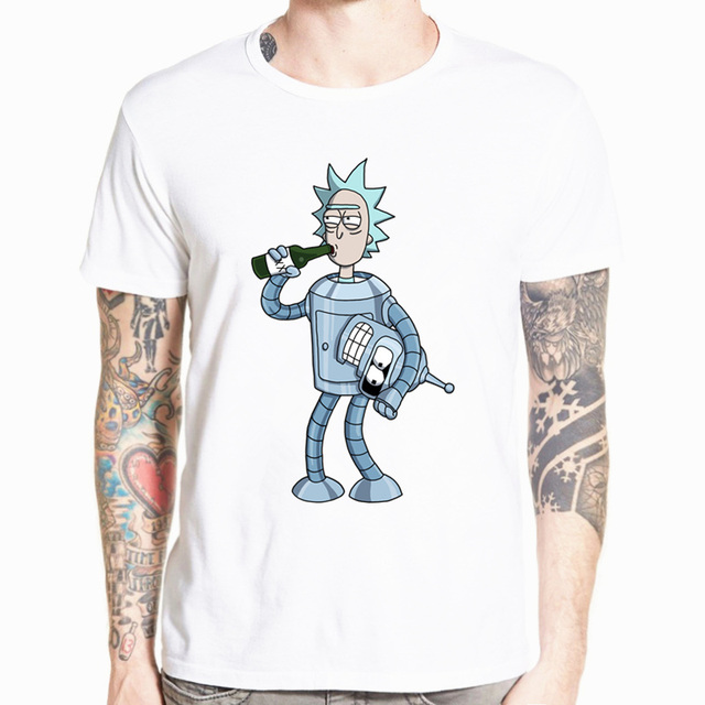 2018 Men's Rick and Morty Funny Anime T-shirt Casual Short sleeve O-Neck homme Summer White T shirt Swag Tshirt HCP134