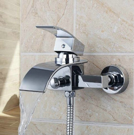 Chrome Finish Single Handle Wall Mount Waterfall Bathtub | wall mounted waterfall bathtub faucet chrome finish with Chrome Finish Single Handle Wall Mount Waterfall Bathtub | wall mounted waterfall bathtub faucet chrome finish with
