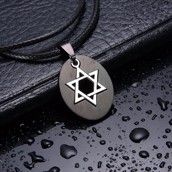 Free-Shipping-Fashion-men-Jewelry-star-Pendant-316L-Stainless-Steel-necklaces-pendants-Leather-Chain-Women-Necklaces