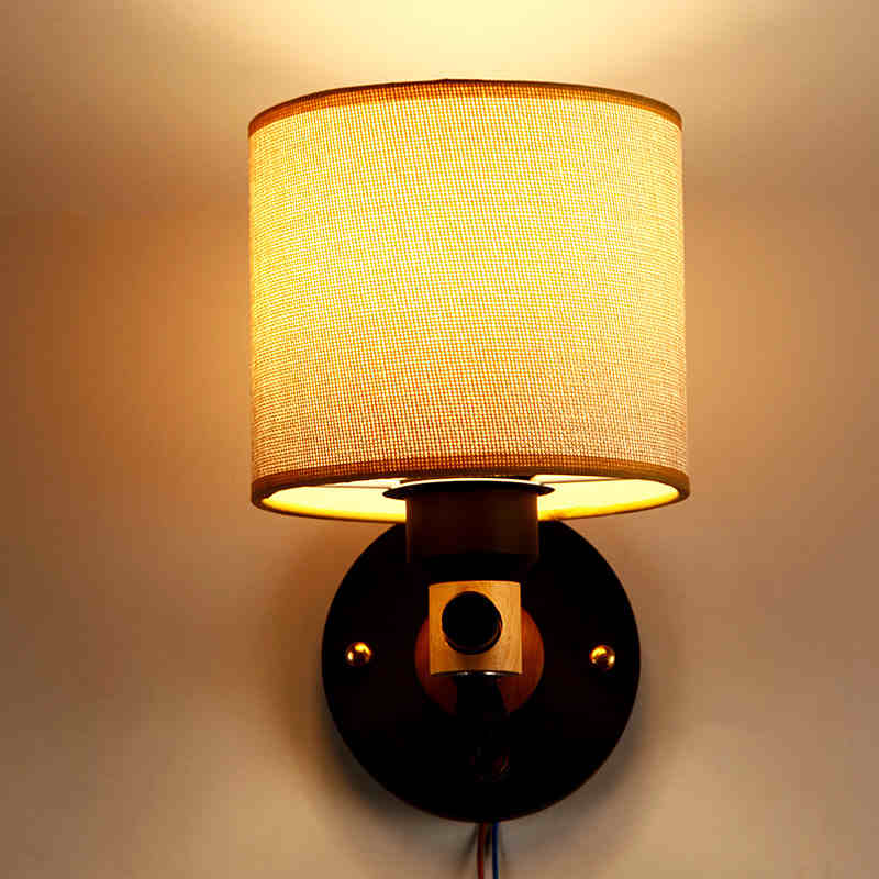 American Country Designer Originality Personality Wall Lamp Bedroom Aisle Balcony Wooden Cloth Wall Light Free Shipping