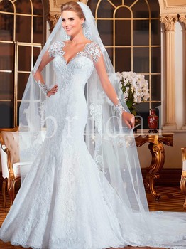 Vestido де noiva 2015 свадебное платье с длинным рукавом русалка свадебные платья 2015 Vestido де casamento романтический одеяние де свадебная