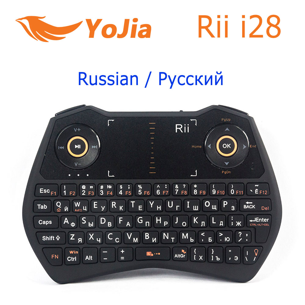 [Genuine] Rii Mini i28 Keyboard Russian Version with Backlit 2.4GHz Wireless Keyboard Air Mouse Touchpad for PC Android TV Box