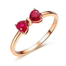 2015 NEW 925 Silver Ring 18k rose gold jewelry ruby bow free shipping