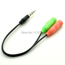 1PCS Free Shipping PC Headset to Smartphone Adapter Cable 3.5mm Dual Female to 3.5mm Male Black yCEcQ