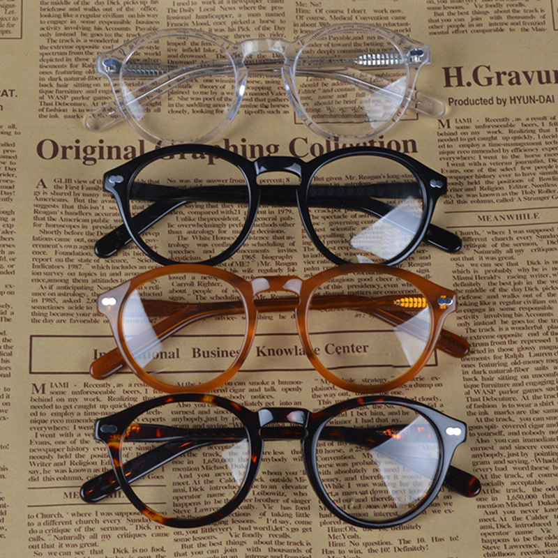Round Retro Small Acetate Frame Optical Eyeglasses Frame Clear Lens