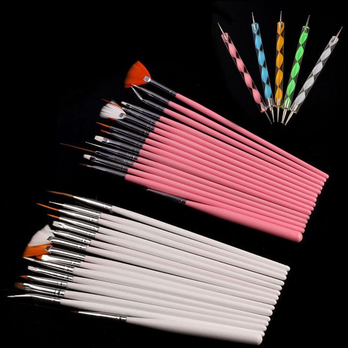 2015 20PCS Makeup nail tools Nail Brushes Nail Art Design Dotting Painting Drawing Polish Brush Pen