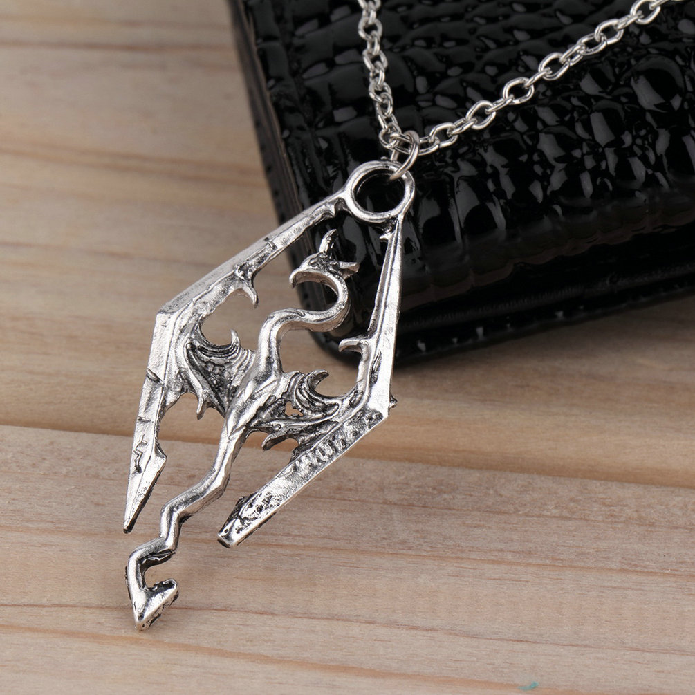 New Dinosaur Pendant Necklace Skyrim Elder Scrolls Dragon Pendants Vintage Necklace for Men Women Jewelry Worldwide