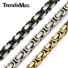 Free Shipping Wholesale Top Quality 8mm Mens Silver Byzantine Box 316L Stainless Steel Necklace Chain 22 inch KN109