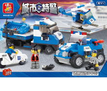 403PCS/set Coast Guard marine police command center Police car helicopter blocks bricks boy toy compatible with lego