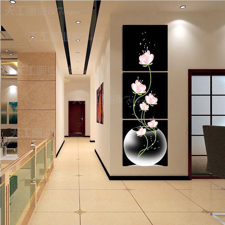 3 panel Free shipping Hot Sell Beautiful Pink Flower Modern Wall Painting Home Decor Picture Print on Canvas Framed Art GA432