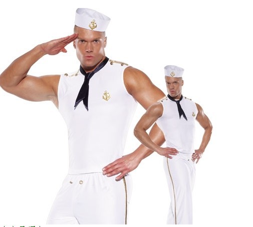 Men wearing nurse's dresses