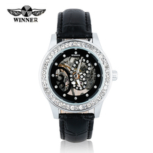 Lujo de las ventas calientes Winner marca mujeres reloj más nuevo diseño hueco mecánico relojes de señora reloj relojes mujer 2015