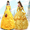 Beauty and the Beast Princess Belle Yellow Dress Adult Princess Belle Cosplay Costumes Halloween Party Dress
