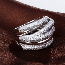 2015 Summer Style Luxury Brand Big Wedding Ring Pure Real 925 Sterling Silver Big Wedding Ring
