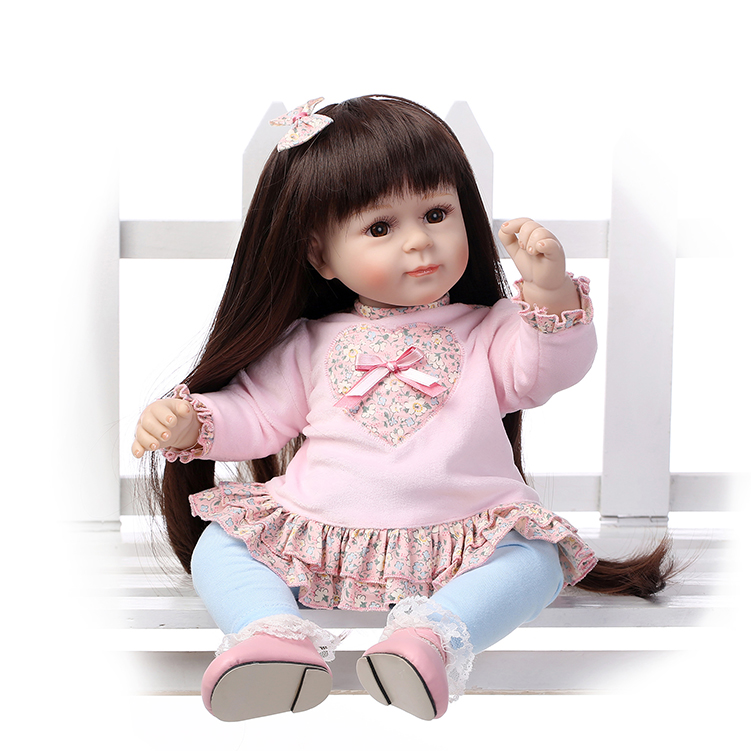 52CM lifelike silicone reborn dolls/ long hair princess baby dolls for girls  children toys birthday gift bonecas