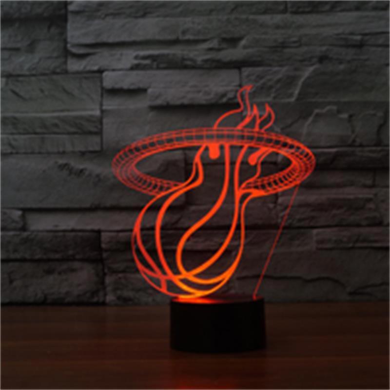 Magical Optical Illusion 3D Miami Heat Logo Lamp USB Night Lamp LED Desk Lamp Plug Bedroom Berth Lamp Babies Lamps And Lanterns