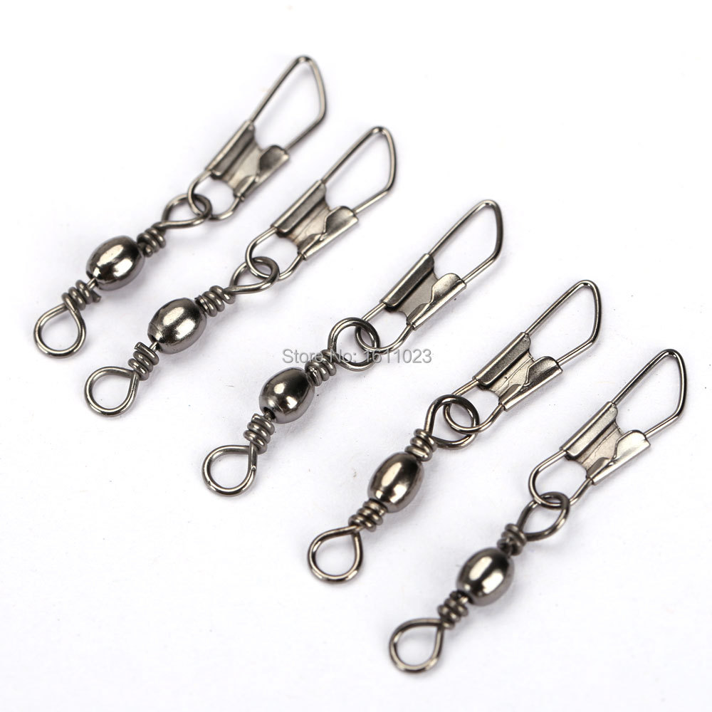 100pcs Fishing Barrel Swivel Pin Connector Solid Rings with Interlock Snap E2shopping