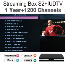 Quad Core Streaming IPTV Box DVB-S2 & 1 Year 1200 Sky French European IPTV Account Live TV Sky TV Box Arabic Europe IPTV Free