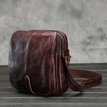 Aaron Luxury Bottom Hasp Open Men s Flap Crazy Horse Leather Zipper Male Messenger Bags Multi