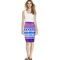 Boho Fashion Slim Pencil Women Skirts 2016 Summer Beach Printed Ladies Middle Bandage Vintage Skirt Size
