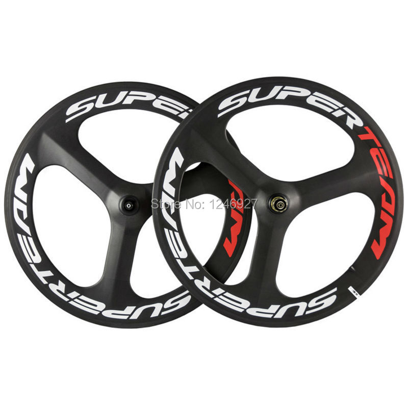 fixed gear superteam carbon wheelset tri spoke wheel 70mm clincher carbon wheels road bike track fixed gear superteam carbon wheelset tri spoke wheel 70mm clincher carbon wheels road bike track