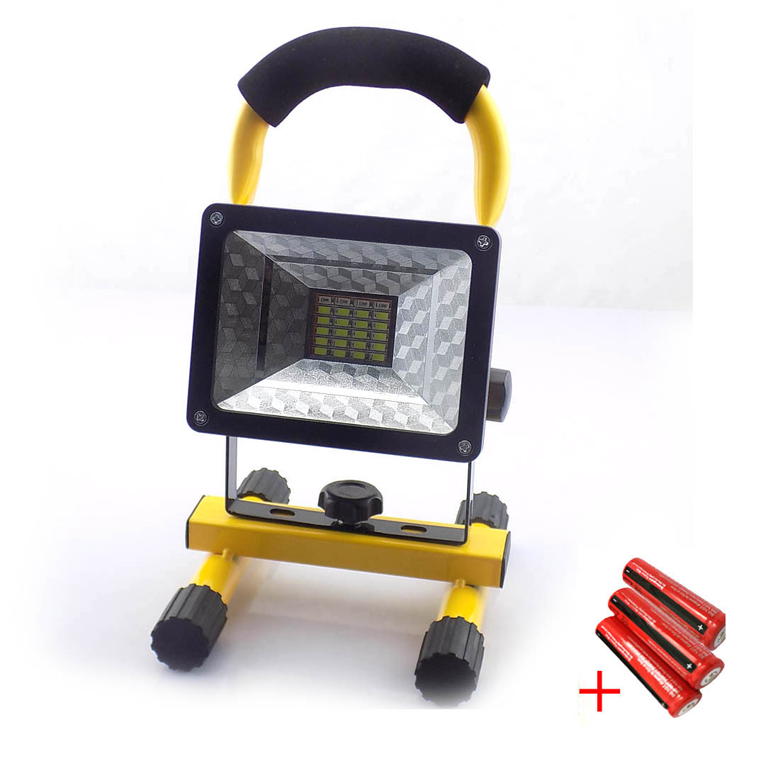 Brightness Waterproof IP65 30W 3 Modes LED Floodlight SpotLights Rechargeable Outdoor LED Work Emergency light +18650 battery