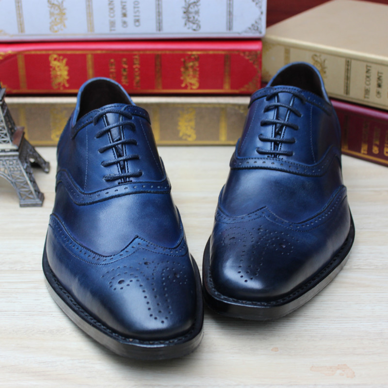 mens blue leather dress shoes