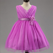 Girls Dresses 2016 New V-neck Flowers Wedding Pageant Princess Dresses Costume For Girls Kids Clothing Toddler Girl Tutu Dress