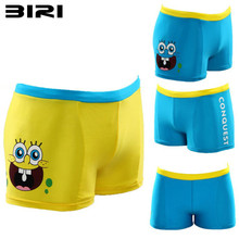 High Quality Brand 2016 Summer Children’S Cartoon SpongeBob Boys Swim Trunks Boxer Cute Letters Printed Beach Pants 2T-10T 5A16