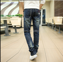 High quality 2016 New Listing Four Seasons Fashion Slim Pocket Grid Design Casual Jeans Boutique Jeans