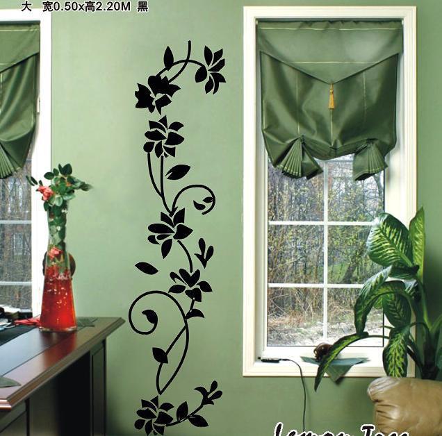 ZY8139 black flowers vine wall decal wall stickers for kids rooms removable wall stickers home decoration