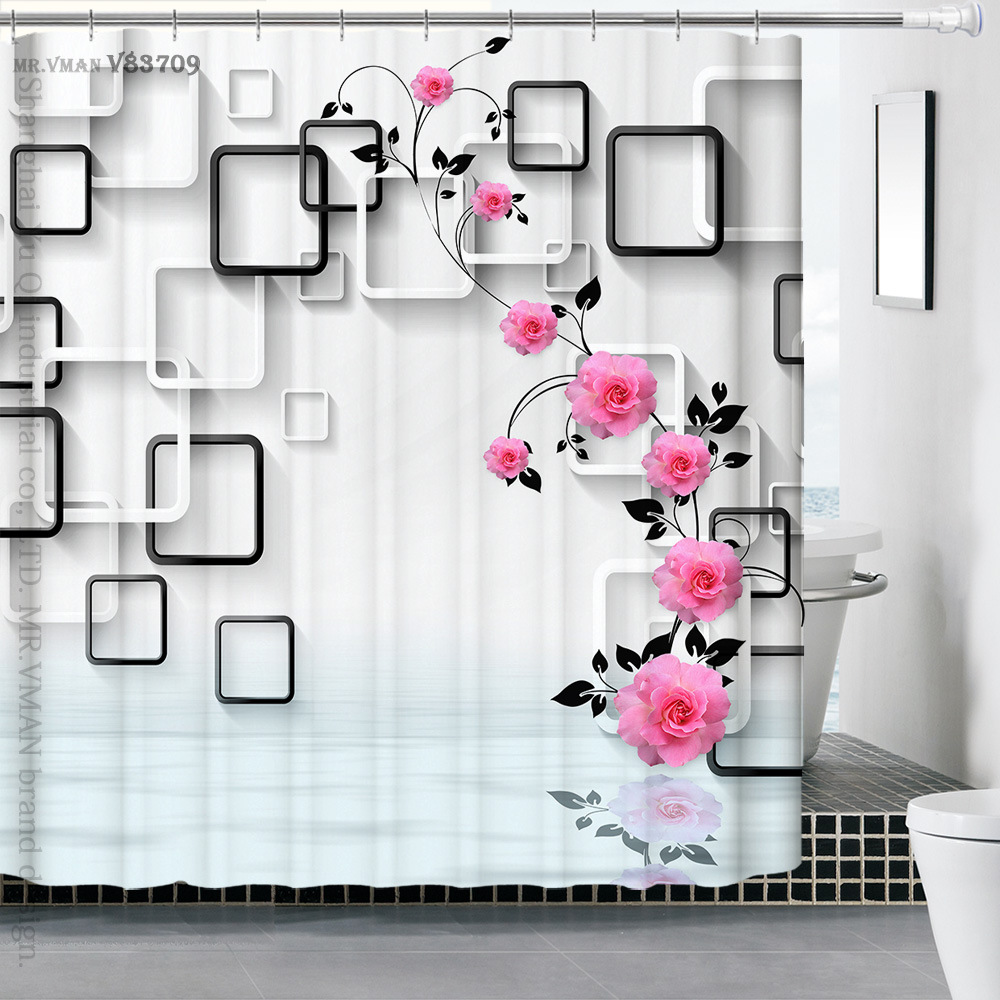 180x180cm Polyester Shower Curtain 3D Hand Painted Waterfall Bath Scenery Waterproof Bathroom Curtain Cortina De Bano