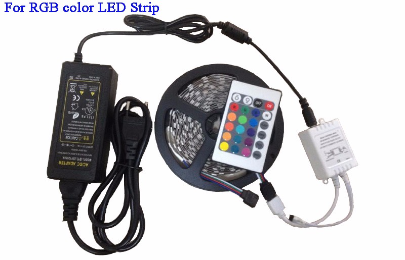 3528 5050 RGB led strip Cold white Warm white blue red green yellow with remote control and power adapter (1)