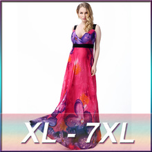Plus Size XL-7XL High Quality Super Long Sexy Dresses Women Summer Casual Bohemian Silk Floral Maxi Beach Dress